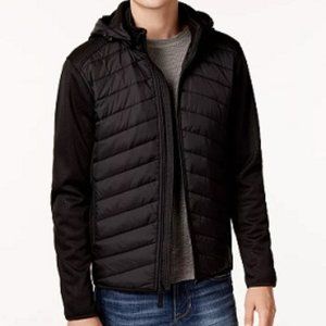 NWT Point Zero Puffer Removable Hooded Dry Tech Mixed Media Black Coat SZ XL